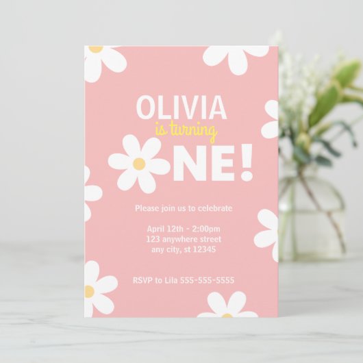 レトロデイジー最初のバースデーパーティ招待状 招待状 (スタンド正面)