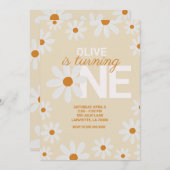 レトロデイジー最初のバースデーパーティ招待状 招待状 (正面/裏面)