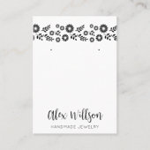 レトロデイジー白黒シンプルフローラジュエリー 名刺 (正面)