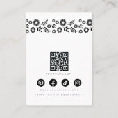 レトロデイジー白黒シンプルフローラジュエリー 名刺 (裏面)