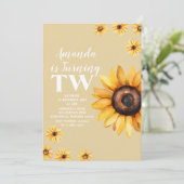 レトロデイジー花第2誕生日ひまわり 招待状 (スタンド正面)