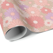 レトロデイジー花 ラッピングペーパー (ロールコーナー)