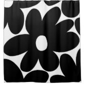 レトロデイジー花in白黒#1 #floral シャワーカーテン (正面)