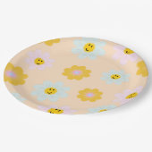 レトロデイジー誕生日カスタム紙プレート ペーパープレート (アングル)