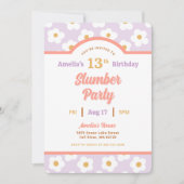 レトロデイジー誕生日スランバーパーティー 招待状 (正面)