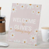 レトロデイジー誕生日パーティーウェルカムサイン 台座サイン (インサイチュ)