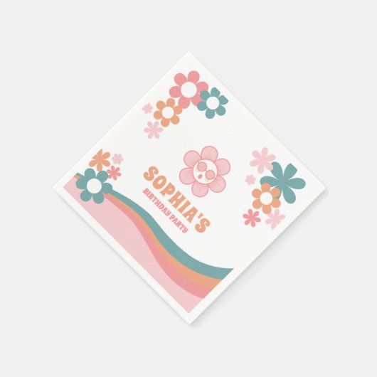 レトロデイジー誕生日パーティー スタンダードカクテルナプキン (角)