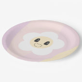 レトロデイジー赤面ピンクベビーガール誕生日 ペーパープレート (アングル)