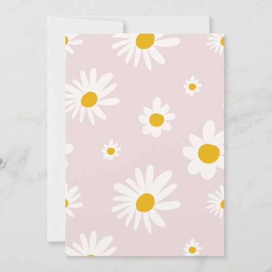 レトロデイジー赤面ピンクレインボーブライダルシャワー 招待状 (裏面)