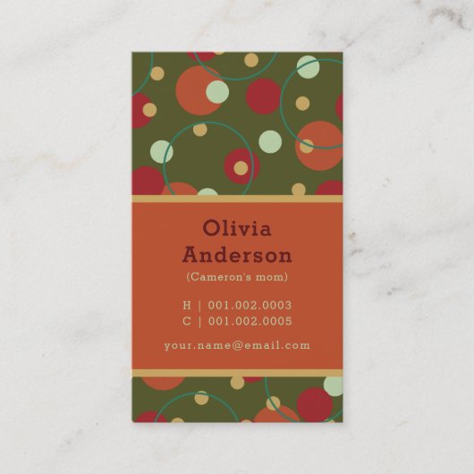 レトロデイジー開花とドットパターンフォトモンミー コーリングカード (正面)