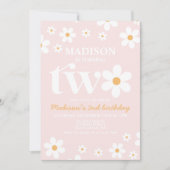 レトロデイジー2つのフローラ2nd誕生日招待状 招待状 (正面)