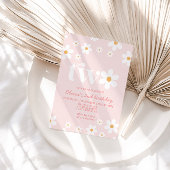 レトロデイジー2つのフローラ2nd誕生日招待状 招待状