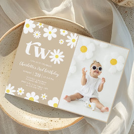 レトロデイジー2フローラ2nd誕生日フォト 招待状