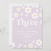 レトロデイジー3フローラ3rd誕生日招待状 招待状 (正面)
