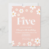 レトロデイジー5番フローラ5番誕生日招待状 招待状 (正面)