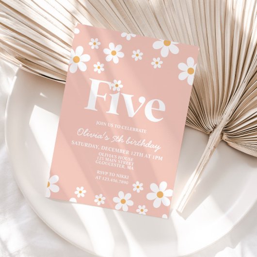 レトロデイジー5番フローラ5番誕生日招待状 招待状