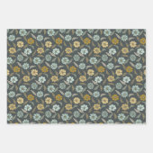 レトロデイジー&フラワー ラッピングペーパーシート (正面2)