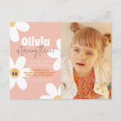 レトロデイジーGroovyフォト誕生日予算はがき インビテーションポストカード (正面)