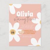 レトロデイジーGroovy誕生日パーティー予算はがき インビテーションポストカード (正面)