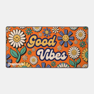 レトロデイジーGroovy 70s Good Vibes Nameスクリプト デスクマット