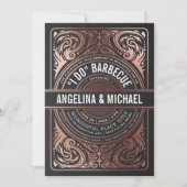 レトロデコI do BBQ招待状バラゴールドフォイル 招待状 (正面)