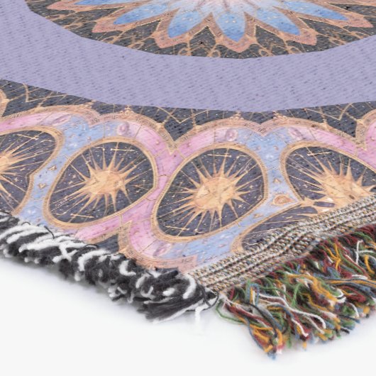 レトロデザインとオレンジ&パープルサークル スローブランケット (コーナー)