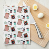 レトロデザインのキッチンタオル。 キッチンタオル (四つ折り)