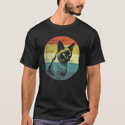 レトロデザインのシャム猫 Tシャツ (正面)