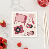 レトロデザインの色々なピンク スタンダードカクテルナプキン (インサイチュ)