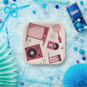 レトロデザインの色々なピンク ペーパープレート (パーティー)