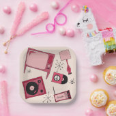 レトロデザインの色々なピンク ペーパープレート (パーティー)