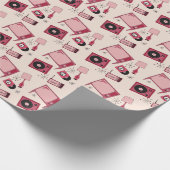 レトロデザインの色々なピンク ラッピングペーパー (角)