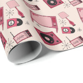 レトロデザインの色々なピンク ラッピングペーパー (ロールコーナー)