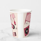 レトロデザインの色々なピンク 紙コップ (右)