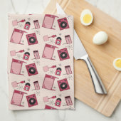 レトロデザインの色合い キッチンタオル (四つ折り)