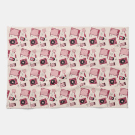 レトロデザインの色合い キッチンタオル