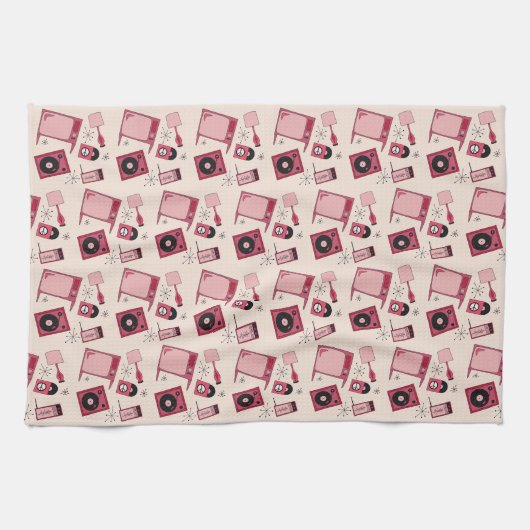 レトロデザインの色合い キッチンタオル (横)