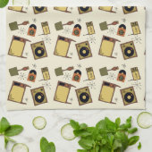 レトロデザインのT.V.のレコード キッチンタオル (折り畳み)