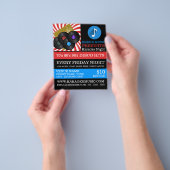 レトロデザインカラオケイベント広告ズ チラシ (手)