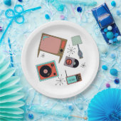 レトロデザインラップ紙プレート。 ペーパープレート (パーティー)