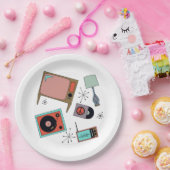 レトロデザインラップ紙プレート。 ペーパープレート (パーティー)