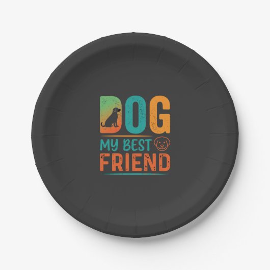 レトロデザイン いちばんの友達は犬 ペーパープレート (正面)