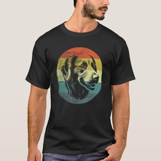 レトロデザイン ゴールデンレトリバー 犬 Tシャツ (正面)