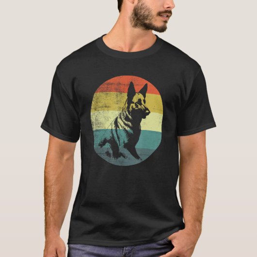 レトロデザイン ジャーマンシェパード Tシャツ (正面)