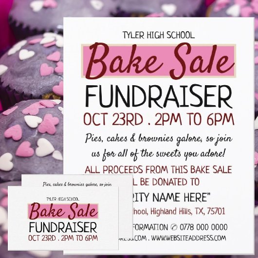 レトロデザイン、チャリティベイクセールイベント広告ズ 名刺