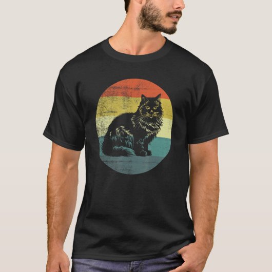 レトロデザイン ラガマフィン 猫 Tシャツ (正面)