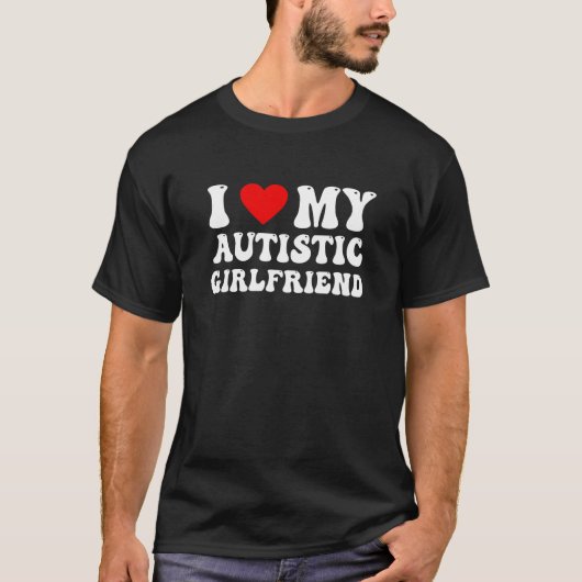 レトロデザイン 自閉症の彼女が大好き Tシャツ (正面)