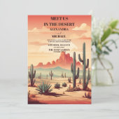 レトロデザートサク図解入りの、写真付きの結婚ス 招待状 (スタンド正面)