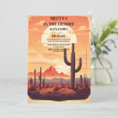 レトロデザートサク図解入りの、写真付きの結婚ス 招待状 (スタンド正面)