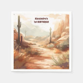 レトロデザートサボテン1st誕生日 スタンダードカクテルナプキン (正面)